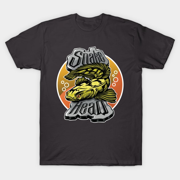 Snake head fish with circle background T-Shirt by Om Fery